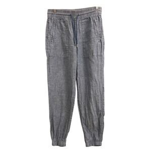 Athleta Cabo Linen Jogger High-rise Pull-on Pants blue sz 2 nautical athleisure